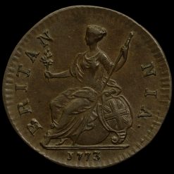 1773 George III Early Milled Copper Halfpenny Reverse