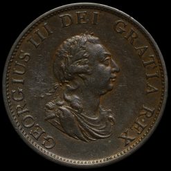 1799 George III Early Milled Copper Halfpenny Obverse