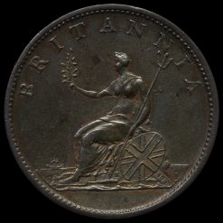 1806 George III Early Milled Copper Halfpenny Reverse