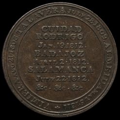 Canada 1812 Halfpenny Wellington Peninsular Token to Salamanca Reverse