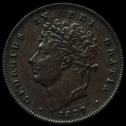 1827 George IV Milled Copper Third Farthing Obverse