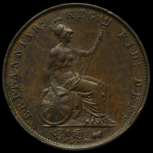 1853 Queen Victoria Young Head Copper Halfpenny Reverse