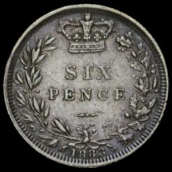 1883 Queen Victoria Young Head Silver Sixpence Reverse