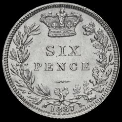 1887 Queen Victoria Young Head Silver Sixpence Reverse