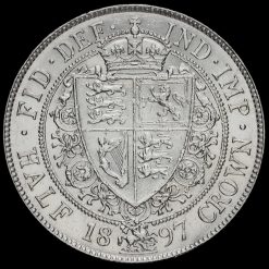 1897 Queen Victoria Veiled Head Silver Half Crown Reverse