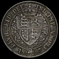 1897 Queen Victoria Veiled Head Silver Half Crown Reverse