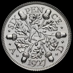 1927 George V Proof Silver Sixpence Reverse