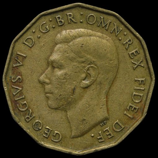 1949 George VI Brass Threepence Obverse