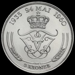 Denmark 1960 Frederik IX Silver 5 Kroner Reverse