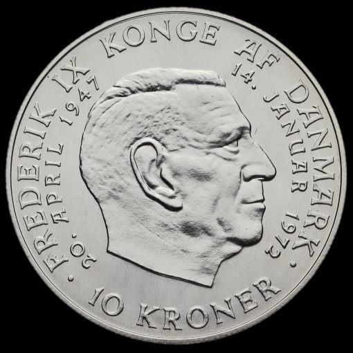Denmark 1972 Silver 10 Kroner Reverse