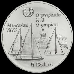 Canada 1973 .925 Silver 5 Dollars, Olympics, Kingston & Sailboats Reverse