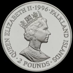 Falkland Islands 1996 Elizabeth II Silver Proof £2 Coin Obverse