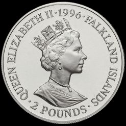 Falkland Islands 1996 Elizabeth II Silver Proof £2 Coin Obverse