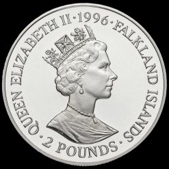Falkland Islands 1996 Elizabeth II Silver Proof £2 Coin Obverse