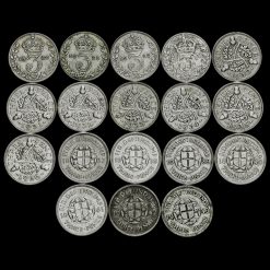 18 x George V & VI Silver Threepences Reverses
