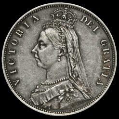 1887 Queen Victoria Jubilee Head Silver Half Crown Obverse