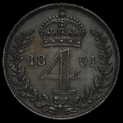 1891 Queen Victoria Jubilee Head Silver Maundy Fourpence Reverse