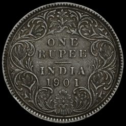 British India 1901 Queen Victoria Silver One Rupee Reverse
