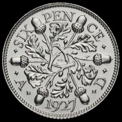 1927 George V Proof Silver Sixpence Reverse