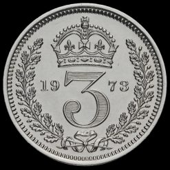 1973 Elizabeth II Silver Maundy Threepence Reverse