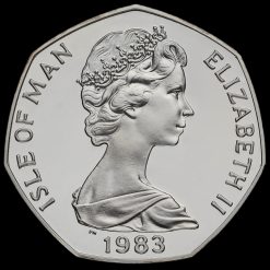 1983 Isle of Man Silver Proof Christmas 50p Coin Obverse