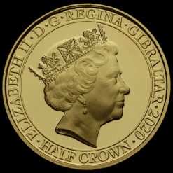 Gibraltar 2020 Gold Plated Proof Half Crown Obverse