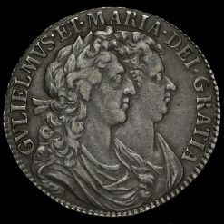 1689 William and Mary Early Milled Silver Half Crown Obverse