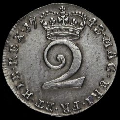 1743 George II Early Milled Silver Maundy Twopence Reverse