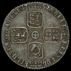 1757 George II Early Milled Silver Sixpence Reverse