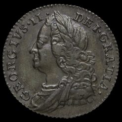 1758 George II Early Milled Silver Sixpence Obverse