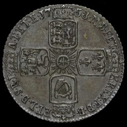 1758 George II Early Milled Silver Sixpence Reverse