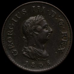 1806 George III Early Milled Copper Farthing Obverse