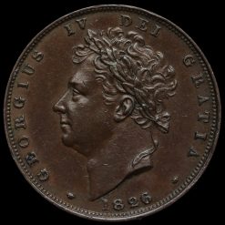 1826 George IV Milled Copper Farthing Obverse