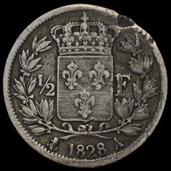 France 1828 Charles X Silver 1/2 Franc Reverse