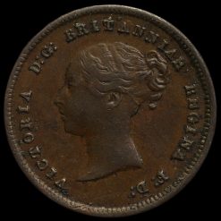 1844 Queen Victoria Young Head Half Farthing Obverse