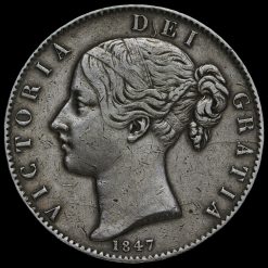 1847 Queen Victoria Young Head Silver XI Crown Obverse