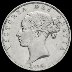 1886 Queen Victoria Young Head Silver Half Crown Obverse