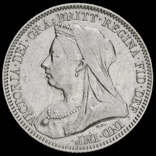 1893 Queen Victoria Veiled Head Silver Sixpence Obverse