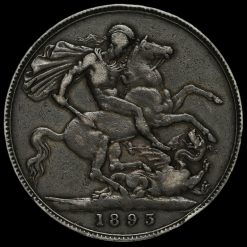 1893 Queen Victoria Veiled Head Silver LVI Crown Reverse