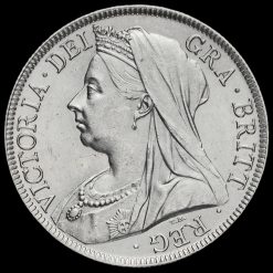1896 Queen Victoria Veiled Head Silver Half Crown Obverse