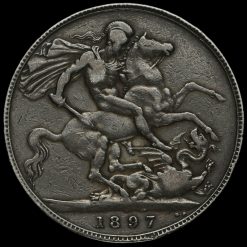 1897 Queen Victoria Veiled Head Silver LXI Crown Reverse