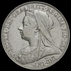 1898 Queen Victoria Veiled Head Silver LXII Crown Obverse