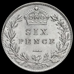 1901 Queen Victoria Veiled Head Silver Sixpence Reverse