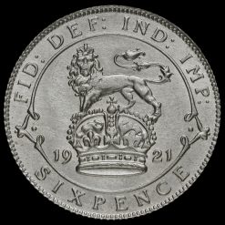 1921 George V Silver Sixpence Reverse