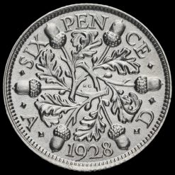 1928 George V Silver Sixpence Reverse