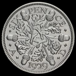 1929 George V Silver Sixpence Reverse