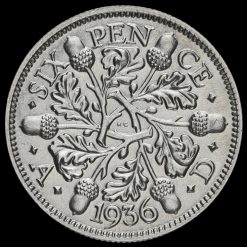 1936 George V Silver Sixpence Reverse