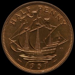 1937 George VI Bronze Proof Halfpenny Reverse