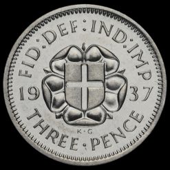 1937 George VI Silver Proof Threepence, Scarce Reverse