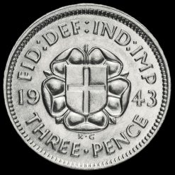 1943 George VI Silver Threepence Reverse